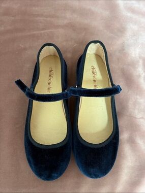 Size 34 Children Chic Navy Blue Velvet Mary Jane Shoes